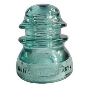 Whitall Tatum Glass Insulator No1Aqua Color Made In USA 49